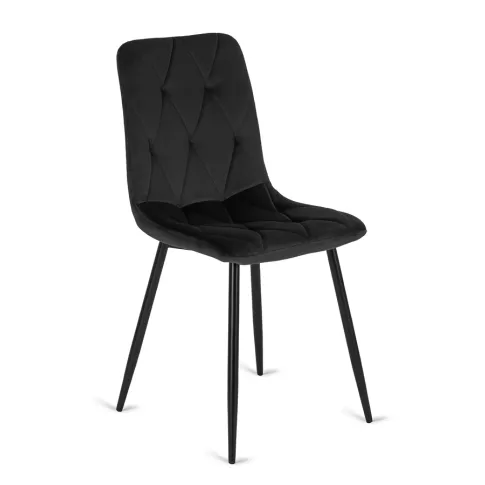 Czarne krzesło pikowane Voro
