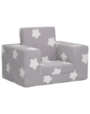 Rozkładany pluszowy fotel dla dziecka szary z gwiazdkami - Hring 3X w sklepie Edinos.pl