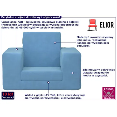 Fotel dziecięcy Hring 3X kolor niebieski