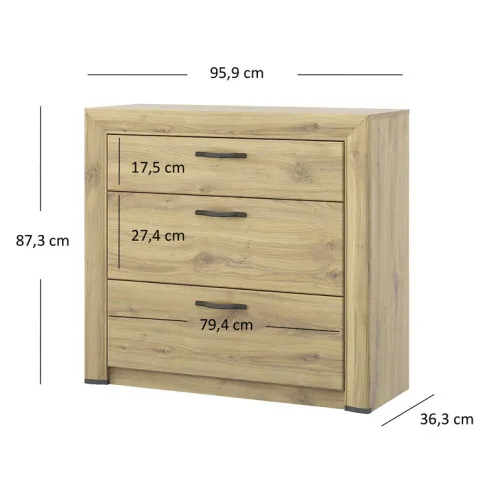 wymiary komody z szufladami Lacar 8X