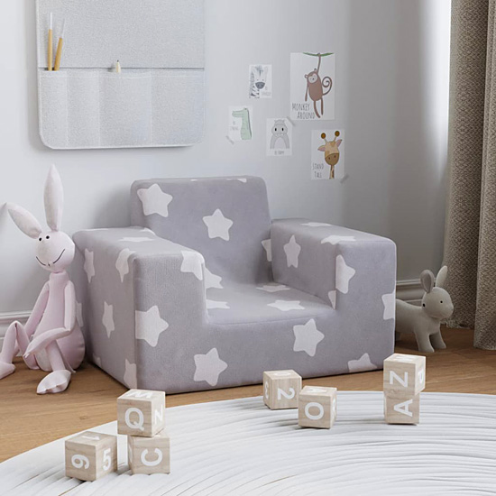 Wizualizacja fotela dziecięcego Hring 4X kolor szary z gwiazdkami