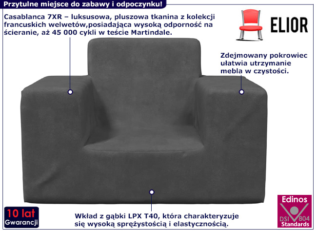 Dziecięcy fotel z pluszowym pokrowcem Hring 4X antracyt