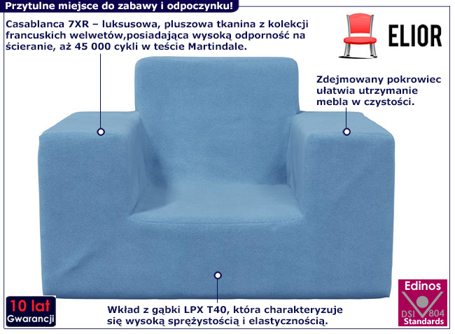 Dziecięcy fotel z pluszowym pokrowcem Danila 4X niebieski