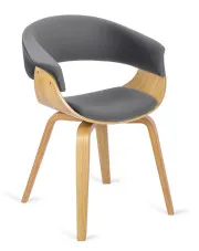 Loftowe krzesło tapicerowane szary + dąb złoty - Dogi w sklepie Edinos.pl