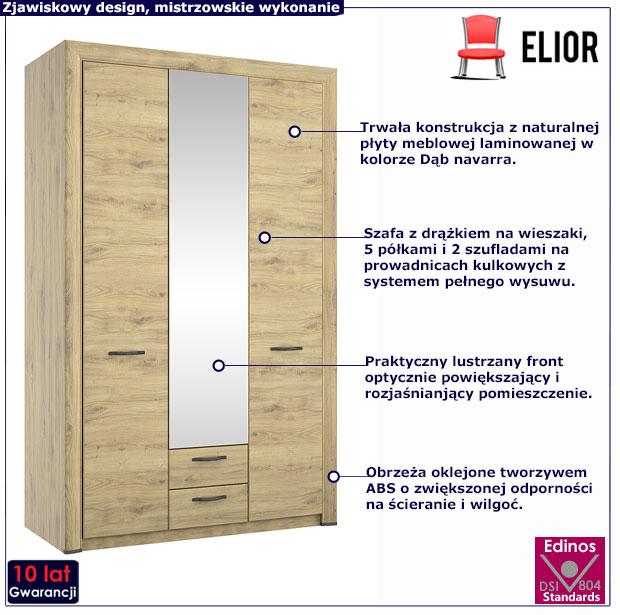 Trzydrzwiowa szafa na ubrania Lunari 14X