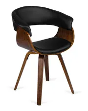 Nowoczesne krzesło z ekoskóry czarny + orzech - Erlo