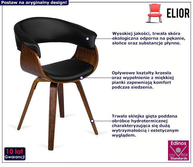 Krzesło loftowe ze sklejki tapicerowane ekoskórą Erlo