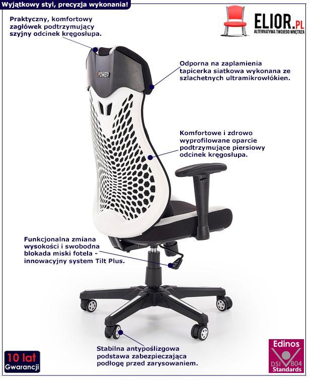 Fotel gabinetowy Galert - czarny + biały