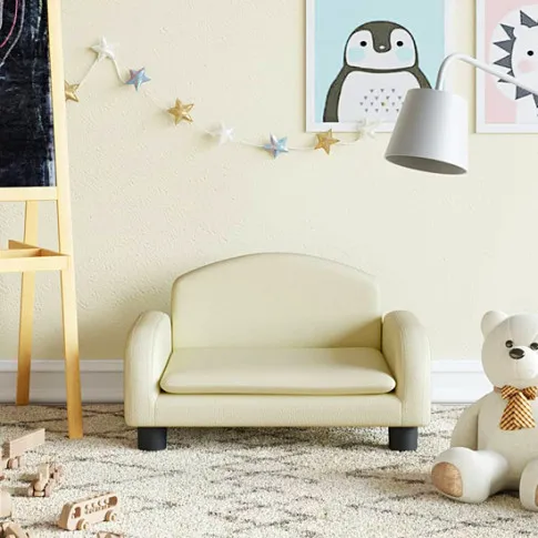 Wizyalizacja kremowej sofy dziecięcej Hreida 3X