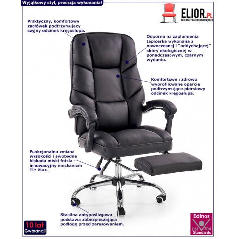 Fotografia Ergonomiczny fotel gabinetowy Midio - czarny  z kategorii Fotele