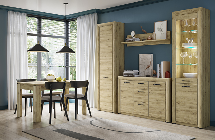 Wizualizacja wnętrza z zestawem mebli Lacar