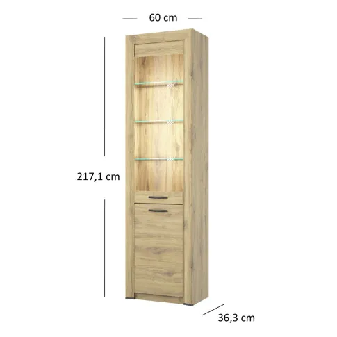 wymiary regału z witryną Lacar 20X