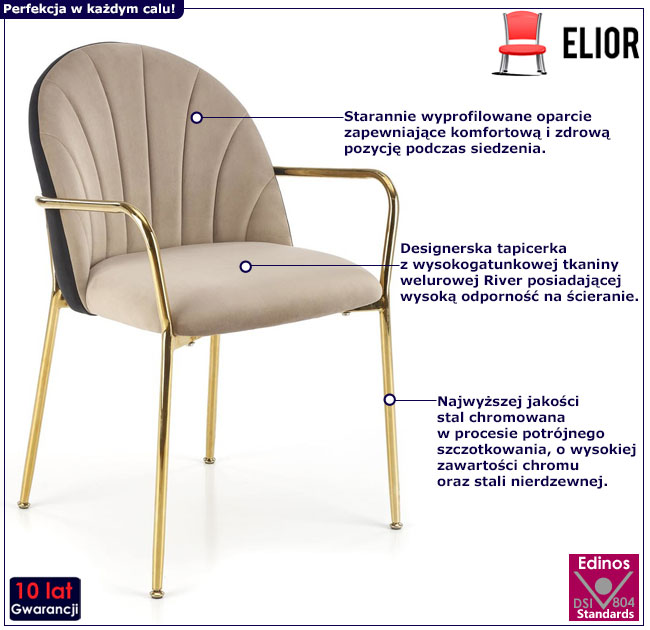 Beżowe pikowzane krzesło Elvot