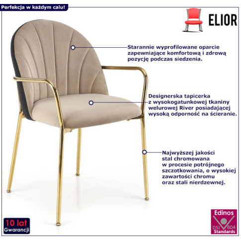 Beżowe krzesło pikowane Elvot