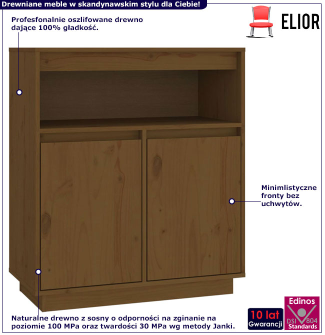 Infografika szafki drewnianej miodowy brąz Piwi 3X