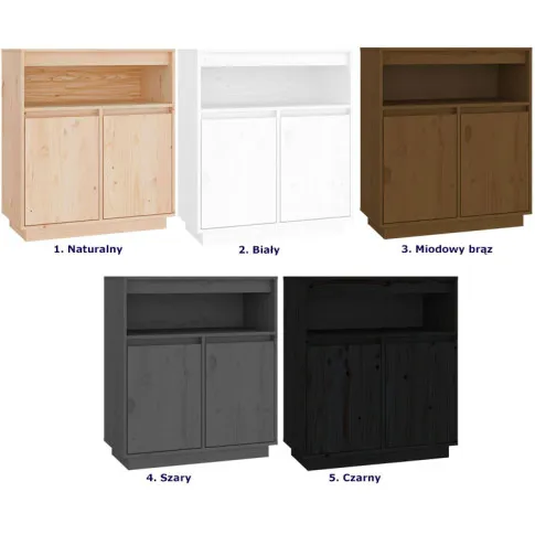 kolory drewnianej szafki dwudrzwiowej z otwarta polka jovi 3x