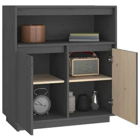 Szara szafka dwudrzwiowa z litego drewna sosnowego Jovi 3X