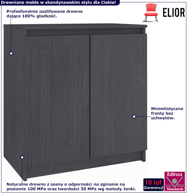 Infografika szarej szafki drewnianej Englo 3X