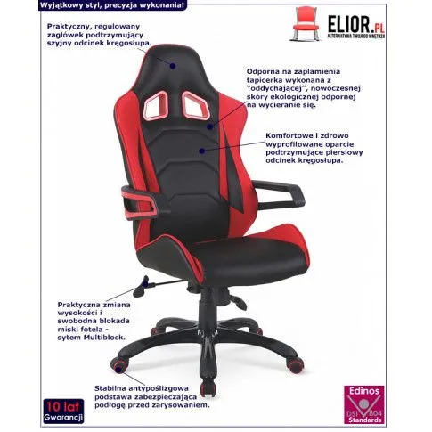 Fotografia Fotel gabinetowy Anoba - czarny + czerwony z kategorii Strona główna