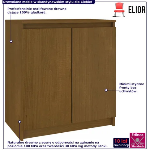 Infografika drewnianej szafki dwudrzwiowej miodowy brąz Jodi 3X