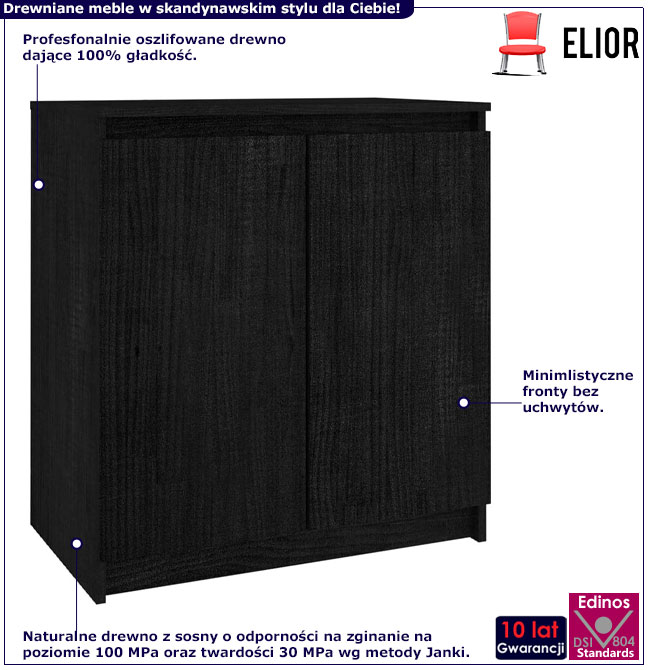 Infografika czarnej szafki drewnianej Englo 3X