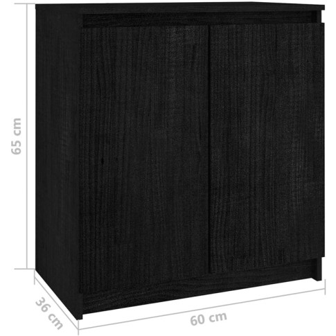 Wymiary czarnej szafki drewnianej dwudrzwiowej Jodi 3X