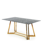 Szklany prostokątny stół z marmurkowym blatem -  Wesper w sklepie Edinos.pl