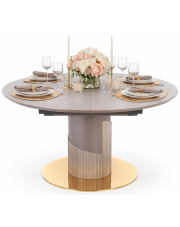 Okrągły szary rozkładany stół glamour - Zojar w sklepie Edinos.pl