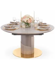 Okrągły szary rozkładany stół glamour - Zojar w sklepie Edinos.pl