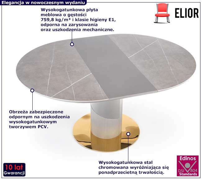 Czarny stół z marmurkowym blatem Wesper