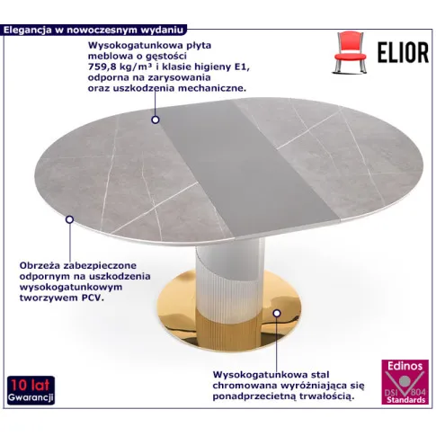 szary rozkladany stol Hevo