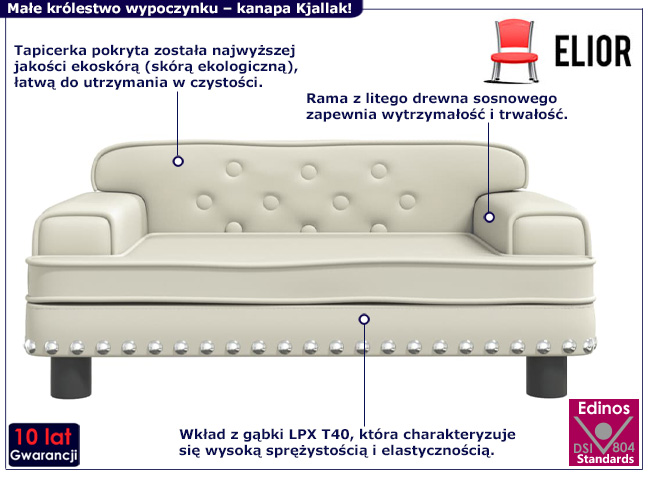 Sofa dziecięca Kjallak kolor kremowy