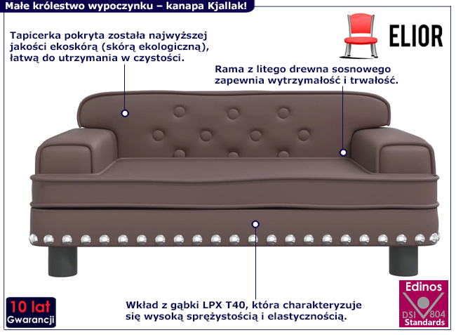 Brązowa sofa dziecięca Nilan 