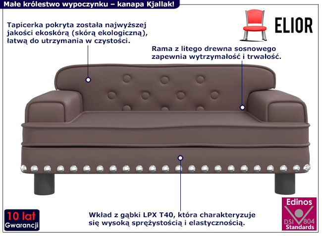 Brązowa sofa dziecięca Kjallak 