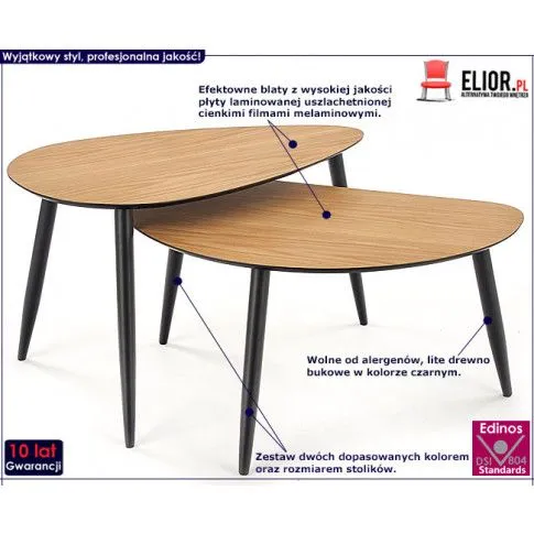 Fotografia Zestaw dwóch stolików Flurry - dąb złoty z kategorii Salon