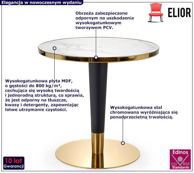 Nowoczesny okrągły stół w stylu glamour Gavina