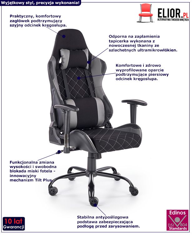 Stylowy fotel do gabinetu Edwin - czarny