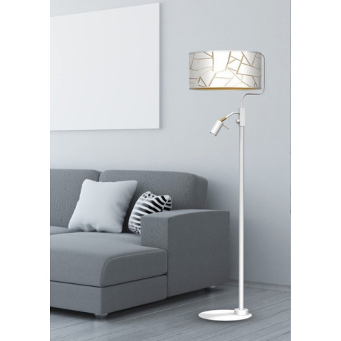 wizualizacja Biała lampa podłogowa glamour - K346-Glown