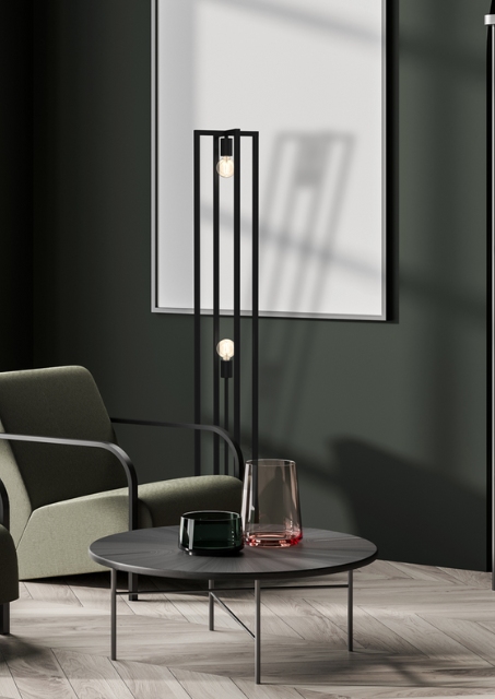 Czarna metalowa lampa podłogowa - K348-Derpix