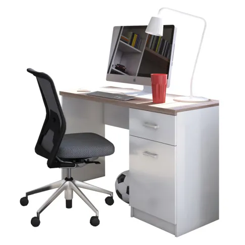 Białe biurko z szufladą i szafka Ontario 3X
