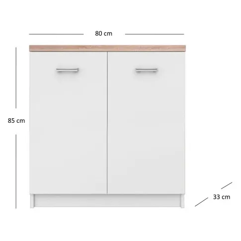 wymiary białej komody dwudrzwiowej Ontario 5X