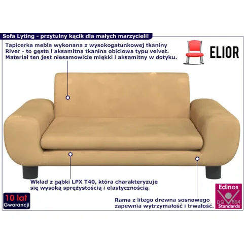 Minimalistyczna kanapa dziecięca Lyting kolor brązowy