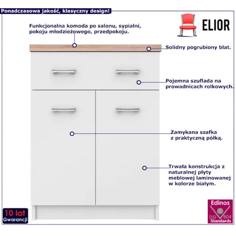 Nowoczesna komoda Ontario biała 7X