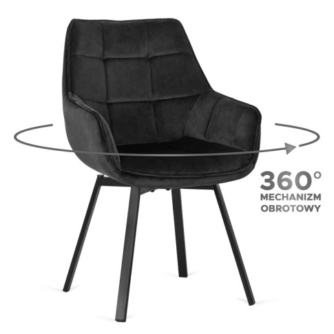 Czarne krzesło fotelowe obrotowe Lado 3X