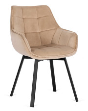 Beżowe obrotowe welurowe krzesło - Lado 3X w sklepie Edinos.pl