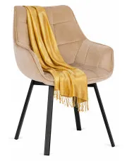 Beżowe obrotowe welurowe krzesło z podłokietnikami - Tamax 3X w sklepie Edinos.pl