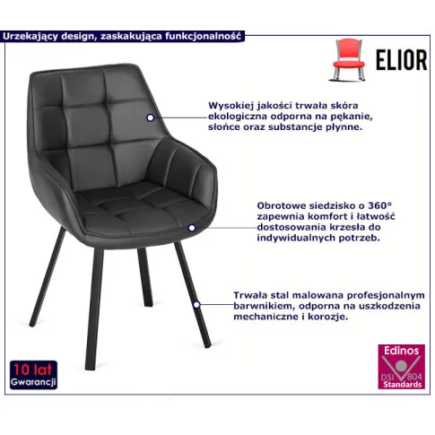 Czarne obrotowe krzesło fotelowe Lado 4X