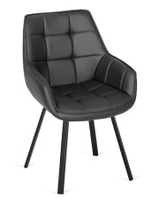 Czarne obrotowe krzesło ze skóry ekologicznej - Lado 4X w sklepie Edinos.pl