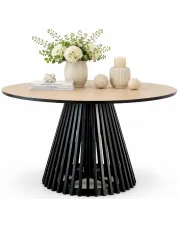 Okrągły nowoczesny stół na czarnej podstawie - Tunis w sklepie Edinos.pl