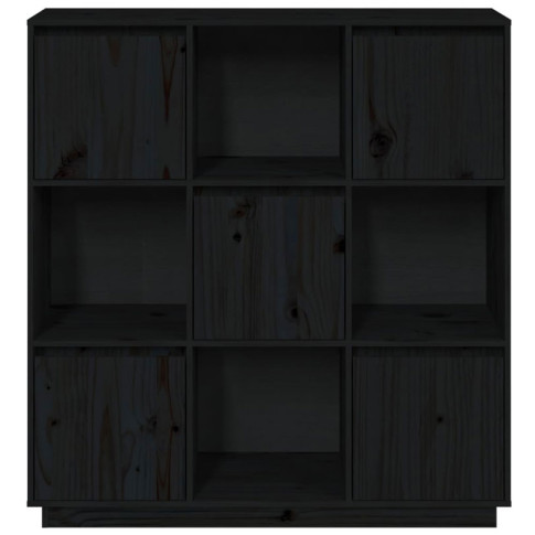 Czarny kwadratowy regał drewniany z szafkami Ovos 6X